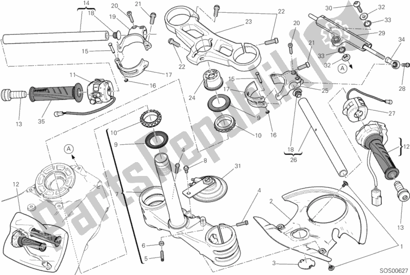 Wszystkie części do Semimanubri - Ammortizzatore Di Sterzo Ducati Superbike 1199 Panigale S ABS Brasil 2015